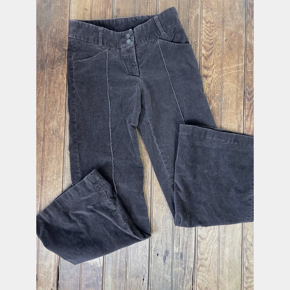 Women’s corduroy pants trousers low waist flare bottom dark chocolate brown